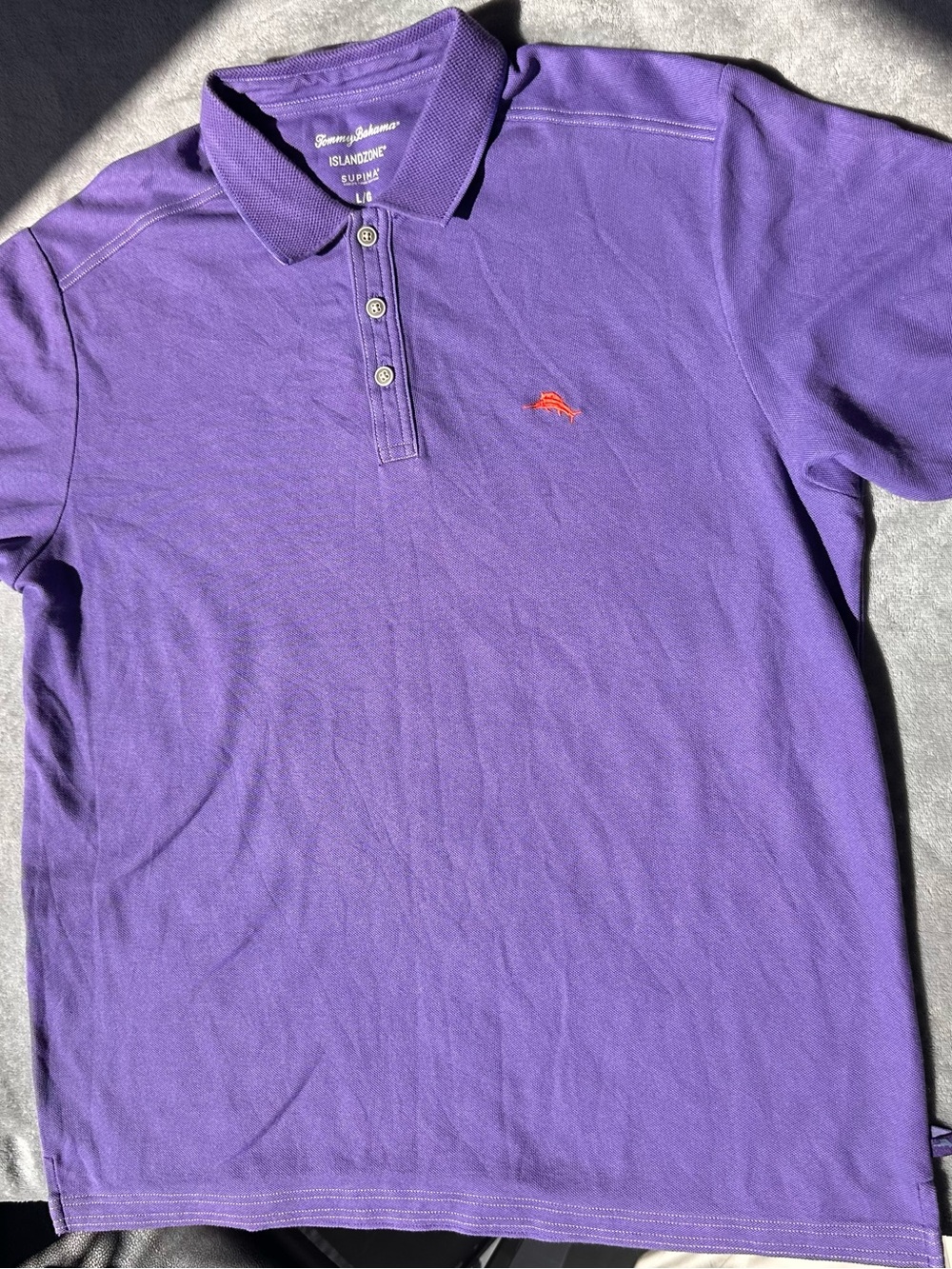 Tommy Bahama Purple Polo with Orange Logo